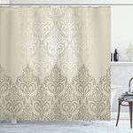 Ambesonne Vintage Shower Curtain, Retro Style Medieval European Victorian Gradient Royal Pale Patterns Art Print, Cloth Fabric Bathroom Decor Set with Hooks, 69" W x 84" L, Sage Pale Khaki