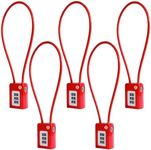 HOX 3 Digit Combination Gun Lock, 5-Pack Cable Lock for Pistols Handguns Rifles and Shotguns, for Home Firearm Locking and Safety (Red)