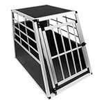 Pet Car Transport Crate Cage Large Aluminium Travel Box Trapezoidal Dog Cat Puppy Carrier Estate Vehicle 1 Door 69 x 65 x 90cm | FREE Plastic Washable Mat