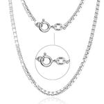 LeCalla Solid 925 Sterling Silver Chain Necklace, 2 MM Italian Box Chain Necklace for Teen and Women 16 Inches