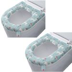 2PCS Toilet Seat Cover, Toilet Seat Warmer, Elongated Toilet Seat Cover, Padded Toilet Seat Cushion, O-Shaped Washable or Portable Toilet Lid Tank Cover