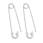 Minimalist Cartilage Safety Pin Sterling Silver Big Hoop Earrings for Women Girls Elegant Dangle Drop Stainless Steel Alloy, Stainless Steel, Alloy