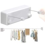HASTHIP® Clothesline Aluminum Dryer Adjustable Stainless Steel Dual Rope Hotel Style Heavy Duty Wall Mounted Installation, 13.8 Feet Length, White Finish for Indoor Outdoor Use
