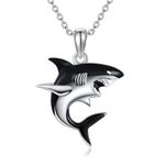 SHEAISRS Shark Necklace 925 Sterling Silver Shark Pendant Necklace Animal Jewelry for Women