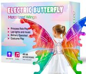 Princess Fairy Wings Role Play Halloween Costume Motorized Electric Sparkling Wings with Led Lights and Music Butterfly Cosplay Dress Up for Girls