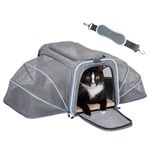 Petsfit Expandable Cat Carrier Dog Carrier,Airline Approved Soft-Sided Portable Pet Travel Washable Carrier for Kittens,Puppies,Removable Soft Plush mat and Pockets,Locking Safety Zippers