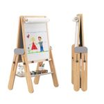 BanaSuper Kids Art Easel - Double-Sided Folding Wooden Art Easel with Magnetic Chalkboard and Whiteboard, Portable Art Station with Paper Roll Holder for Creative Play