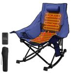 ZENPETIO Heated Camping Chair, Oversized Outdoor Rocking Chair with 20000mAh Power Bank, Portable Folding Heated Chair for Camp, Lawn, Sports, Winter Use