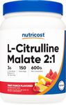 Nutricost L-Citrulline Malate 2:1 (600g) Fruit Punch - Workout Support, Muscle Performance, Nitric Oxide Booster - Fitness Supplement Powder, 75 Servings