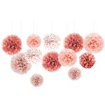 NICROLANDEE Wedding Decorations - 12 PCS Rose Gold Burnt Coral Tissue Paper Pom Poms for Wedding Birthday Bridal Shower Bachelorette Baby Shower Ceiling and Party Backdrop Decor