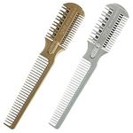 2 Pcs Dual Side Hair Thinning Comb Hair Razor Comb Hair Cutter Comb for Hair Cutting and Styling