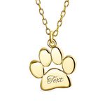 Personalized Initial Alphabet A-Z Dainty Dog Cat Pet Kitten Puppy Paw Print Pendant Necklace Animal Jewelry For Women Teen 14K Yellow Gold Plated .925 Sterling Silver Custom Engraved