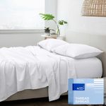 THREAD SPREAD 100% Cotton California King Sheet Set - 400 Thread Count 4 Piece Cal King Sheet Set - Soft, Breathable Cooling Sheets - Deep Pocket Cal King Cotton Bedsheets - Sateen Bedsheet (White)