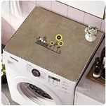 Washer and Dryer Covers Washing Machine Top Cover Dust-Proof Washer And Dryer Top Covers Anti-Slip Fridge Dust Cover 24In x 33In /60cm x 85cm - Khaki