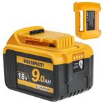 QUPERR DCB184 18V 9.0Ah XR Lithium Battery Compatible with Dewalt 18V Tools, Replacement for DCB182 DCB200 DCB180 DCB181 DCB201, with XJ Connector for Dewalt Battery
