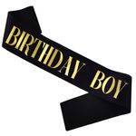 KETAOO Birthday Boy Sash, Gold Foil Black Birthday Sash for Boy's 10th 13th 16th 18th 21st Fun Birthday Party Gifts Favors Decorations