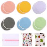 Lictin 12 pcs (6 Pairs) Nursing Pads Set Nursing Pads Washable Organic Bamboo Nursing Pads Reusable Nursing Pads Washable Soft Absorbent Nursing Pads with 1 Laundry Bag and 2 Organza Bags