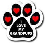 Magnet Me Up I Love My Grandpups with Hearts Pawprint Magnet Decal, 5 Inch, Heavy Duty Automotive Magnet for Car Truck SUV