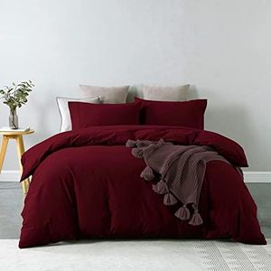 Royal Comfort Vintage Washed 100% Cotton Quilt Cover Set, Mulled Wine, King