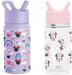 Simple Modern Disney Minnie Mouse Kids Water Bottle 2-Pack with Straw Lid | Reusable Insulated Stainless Steel & Plastic Cups for Girls and Boys, School | Summit Collection | Disney Minnie Mouse Mix