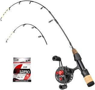 QualyQualy Ice Fishing Rod and Reel Combo 24 inch M/ML Inline Ice Fishing Combos 2 Different Tips for Walleye Perch Panfish and Trout, Left Hand