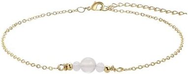 Kyerlyn Dainty Opal Chain Anklet for Women 18k Gold Plated Summer Beach Adjustable Chain Anklet for Women Girl Teen Simple Fashion Jewelry Gift