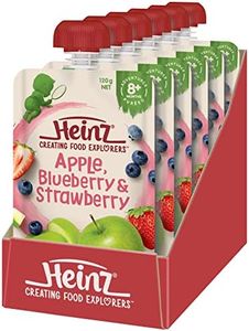 Heinz 8+ Months Apple, Blueberry and Strawberry Heinz For Baby Baby Food Pouch Vegetarian No Artificial Flavours, No Preservatives, No Added Colours 120g (pack of 6)