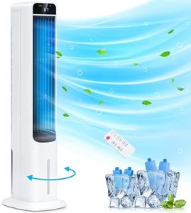 LifePlus Evaporative Air Cooler, 41'' Swamp Cooler Portable Air Cooler Cooling Fan w/Cooling Mode, 3 Speeds, Smart Timer for Auto-Off, Remote, 50° Oscillation, 4 Ice Packs, Air Cooler for Room Bedroom