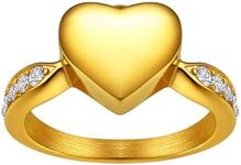 Richsteel Heart Urn Finger Ring for Pet Lovers Cremation Jewelry