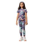 UMILDO Active Wear Girl's Cuban Printed AOP Skinny Fit Leggings and Half Sleeves T-shirt Set