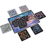 Lavievert Jigsaw Puzzle Board Portable Felt Puzzle Mat Puzzle Storage Puzzle Saver with 6 Sorting Trays for Up to 1,000 Pieces (Black)