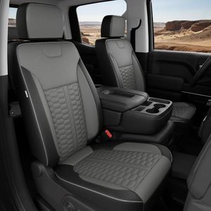 RIDEPOSH Custom Leather Seat Covers for Silverado/Sierra 1500 2019-2026 | Only Crew Cab, Fits 2500/3500HD 2020-2026, Protective, Scratch-resistant, Easy-clean
