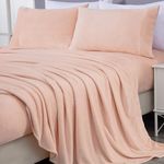 Chezmoi Collection Extra Soft Fleece Sheet Set King, Microplush Non-Pilling Velvety Bed Sheet, Deep Pocket - Lightweight All Season Warmth, King, Blush Pink