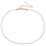 Holibanna Boho Choker Necklace Chain Seed Bead Necklace Tiny Beaded Choker Jewelry for Women and Girls (White)