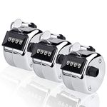 3 Pcs Hand Tally Counters, CNYMANY 4-Digit Lap Trackers Manual Clickers Metal Mechanical Count to 9999 for Sport Coach Casino - Silver