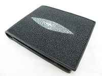 Pelgio Genuine Stingray Shagreen Skin Leather Bifold Wallet, Black, One Size, Bifold Wallet