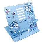 Volo Printed Book Stand Holder/ Book Stand/ Book Holder/ Book Organizer - Portable Metal Desktop Adjustable Foldable Cookbook Holder,Recipe Book Holder,Textbook Stand,Music Stand,Book Stands & Holders for Reading (Blue)