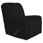 Greatime Recliner Stretch Sofa Slipcover Sofa Cover 4-Pieces Furniture Protector Couch Soft with Elastic Bottom Kids, Spandex Jacquard Fabric Small Checks(Recliner,Black)