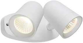 Knightsbridge Twin Outdoor Spotlight, Die Cast Alluminium, White, 18W