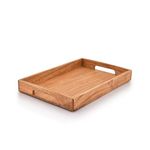 Samhita Acacia Wood Serving Tray with Handles,Wooden Serving Tray, Snack Tray, Great for, Breakfast, Coffee Tables(38.1cm x 25.4cm x 4.06cm)