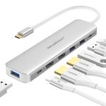 USB C Hub to Dual HDMI Adapter - Newmight 7 in 1 Silver USB C Docking Station with 2 HDMI, 3 USB 3.0, USB-C 3.0 Data Port, 100W PD, USB C Dongle for MacBook Pro, iPhone 15/Pro Max, HP, Dell…