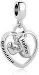 CharmSStory Mom Mother Daughter Heart Love Dangle Charm Beads For Snake Chain Bracelet (Grandma Mother Daughter)