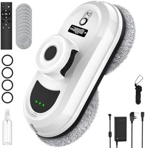 OUOAENR Window Cleaner Robot, 5600Pa Intelligent Window Cleaning Robot, 3 Cleaning Modes, Smart Navigation, Edge Detection, Remote Control and 10 Mops, Electric Glass Cleaner for Indoor and Outdoor