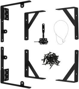 Anti-Sag Door Kit with Self-Locking Latch Wooden Fence Door Corner Support Bracket (1 Set Black)
