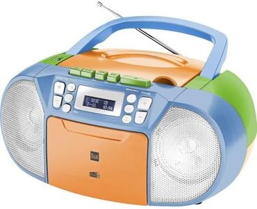 Dual DAB-P 210 Cassette Radio with CD - DAB(+)/FM Radio - Boombox - CD Player - Stereo Speaker - USB Port - Aux Input - Mains/Battery Operated - Portable - Colourful