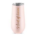 ElegantPark Maid of Honor Gifts Champagne Flutes Bridesmaid Proposal Gifts for Maid of Honor Tumbler Wedding Bachelorette Party Mug Cup Decoration Pink Stainless Steel Wine Tumbler 6 OZ