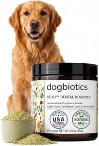 Dogbiotics DE-01 Dog Dental Powder - Clinically Studied Oral Postbiotic for Plaque, Tartar & Gum Support, Targets Bad Breath - Human-Grade Ingredients, Made in USA, No Brushing - 60 Scoops (2oz / 60g)