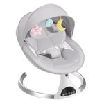 HARPPA Portable Baby Swing for Newborn, Electric Baby Swing for Infants, Baby Bouncer, Baby Rocker Infant Swings for Babies 0-12 Month (Light Grey)