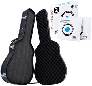 Discreet Guitar Rifle Case with 100g Rechargeable Desiccant 2-Pack – Hard Shell Concealment Gun Case with Customizable Pick-and-Pluck Foam, Lockable Latches & Reusable Silica Gel Moisture Absorbers