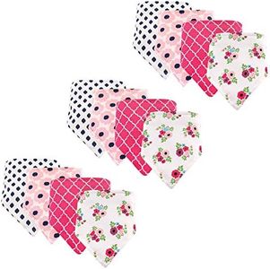 Hudson Baby Unisex Baby Cotton Bandana Bibs, Floral 12-Pack, One Size